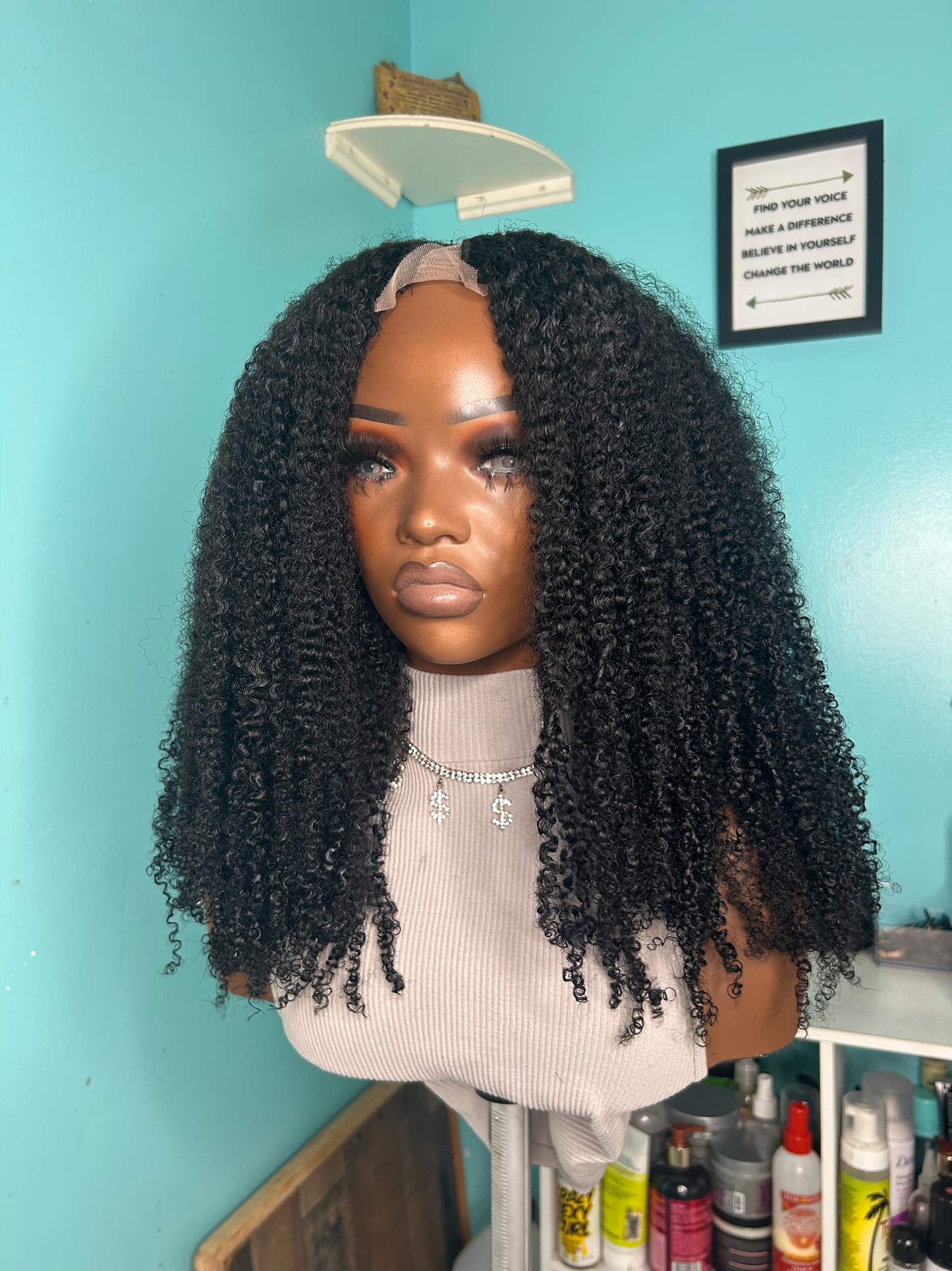 4B/4C Kinky Coily V-Part Wig image 2